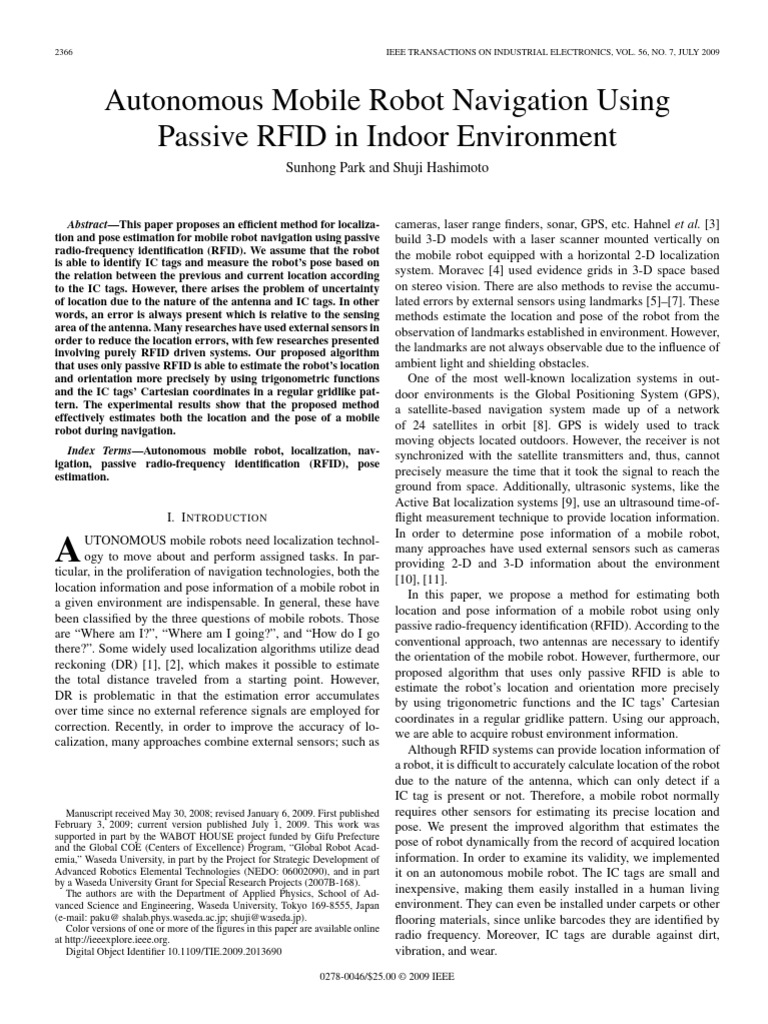 RFID-Based Robot Navigation Method | PDF | Radio Frequency ...