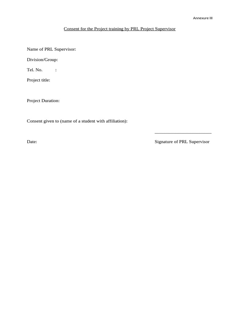 PRL Project Training Consent Form | PDF