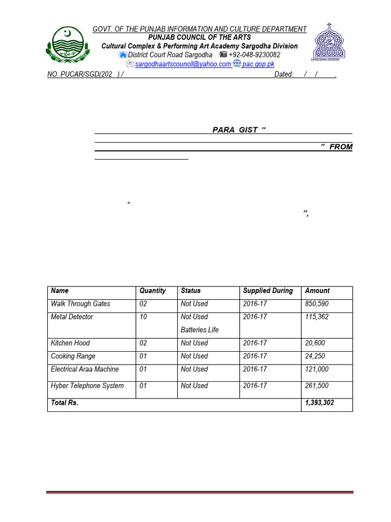 Regularization Request for Audit Para Sargodha | PDF