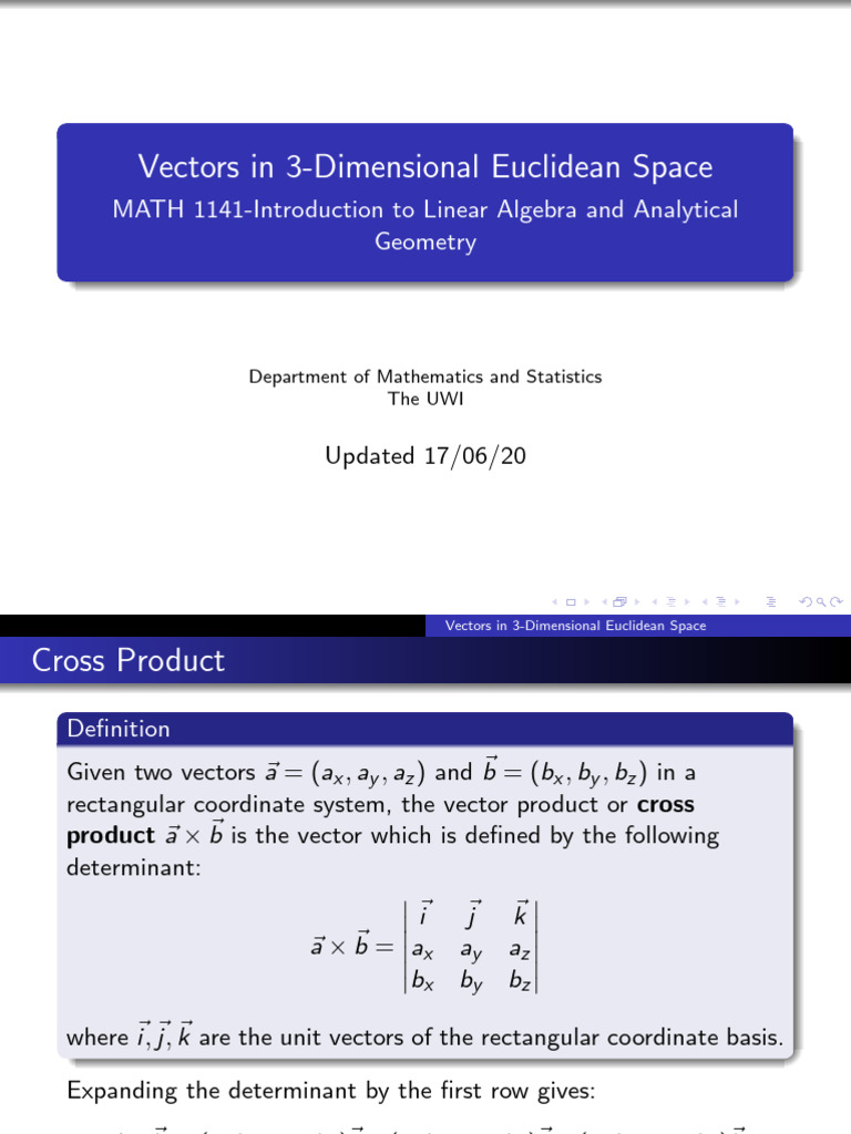 Understanding 3D Vectors and Cross Product | PDF | Line (Geometry ...