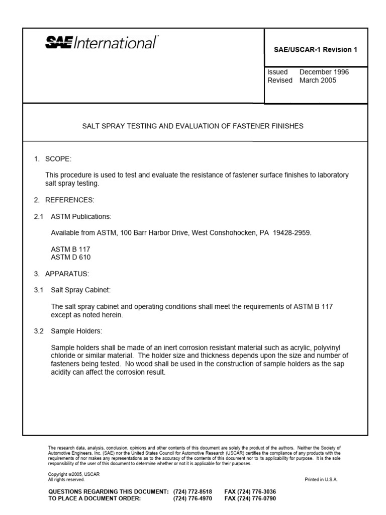 Sae Uscar-1 2005 - Salt Spray Testing and Evaluation of Fastener ...