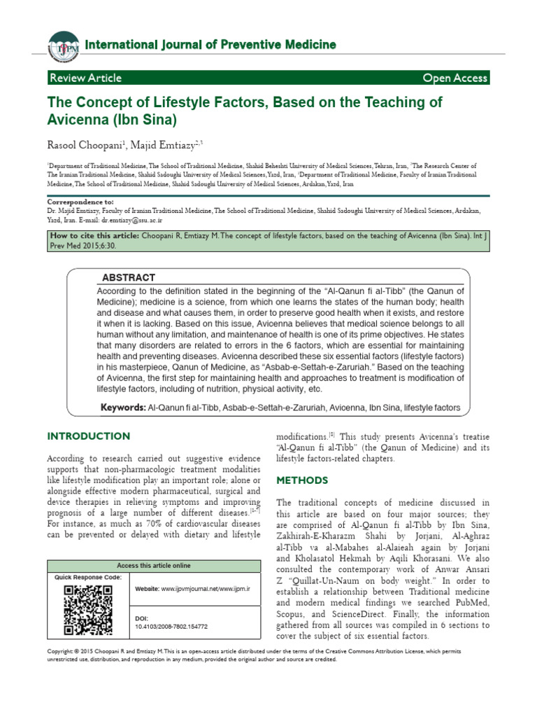 The Concept of Lifestyle Factors, Based On The Teaching of | PDF | Water