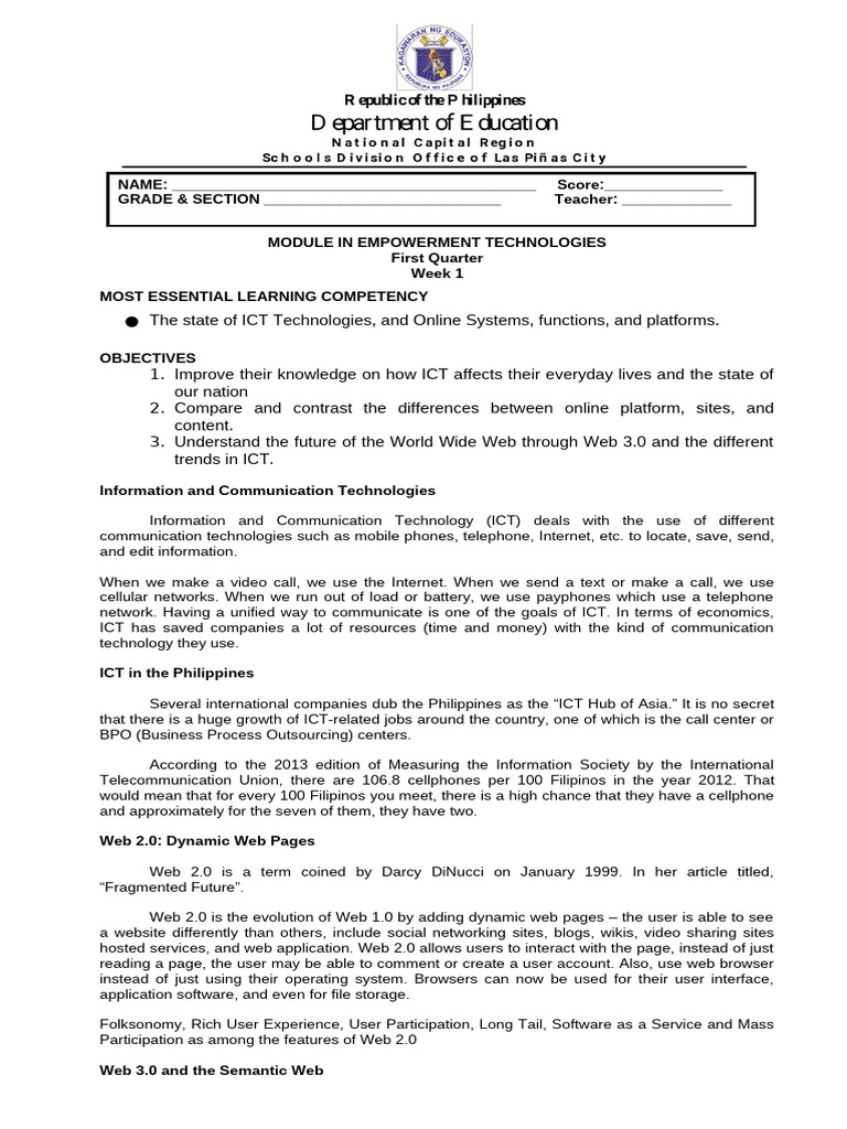 EmTech Modules 1st Quarter1 8 2 | PDF | World Wide Web | Internet & Web
