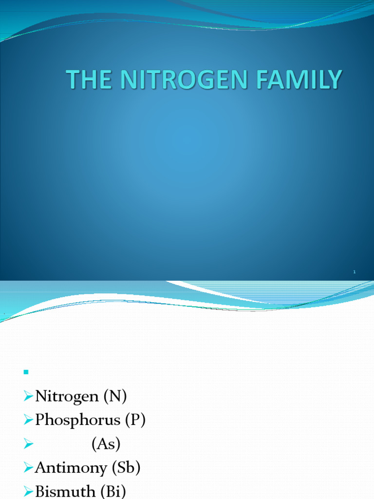 Overview of the Nitrogen Family Elements | PDF | Nitrogen | Chemical Bond
