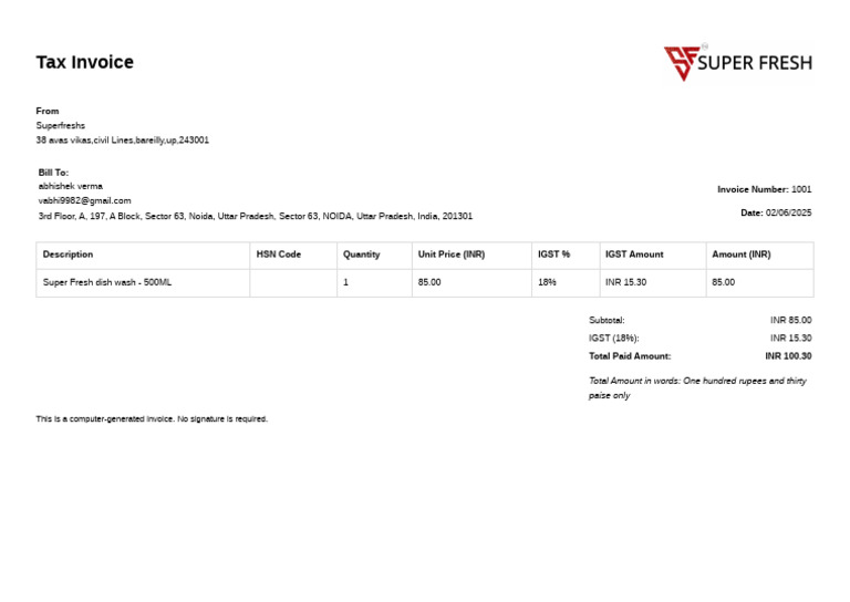 Invoice 1001 | PDF