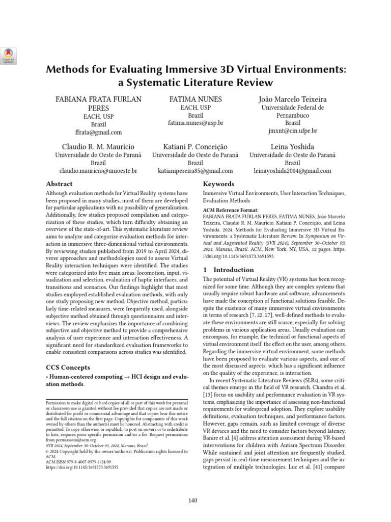 Evaluating 3D Virtual Environments | PDF | Virtual Reality | Usability