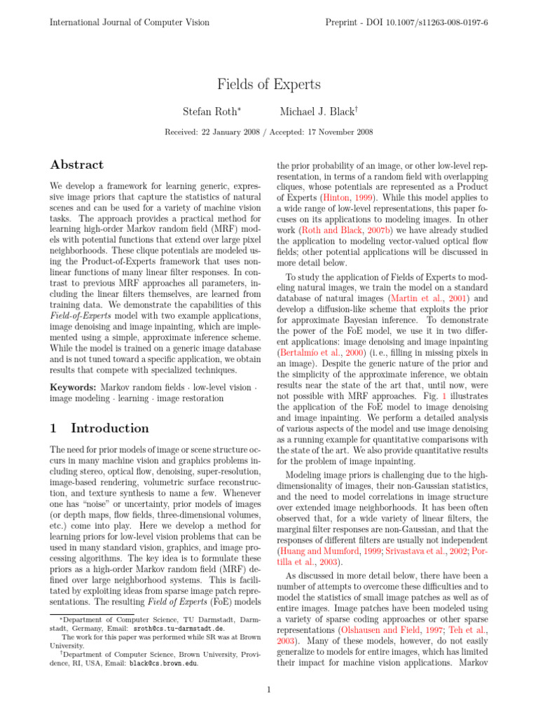 00. Fields of Experts | PDF | Statistical Inference | Vertex (Graph Theory)