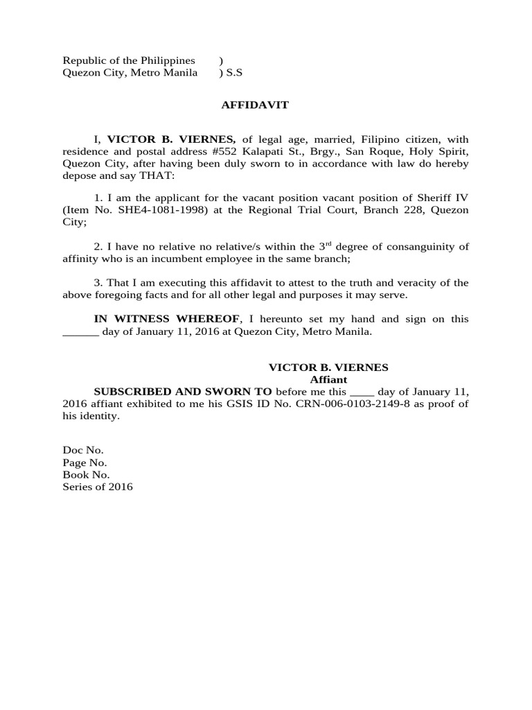 Affidavit of No Relative | PDF