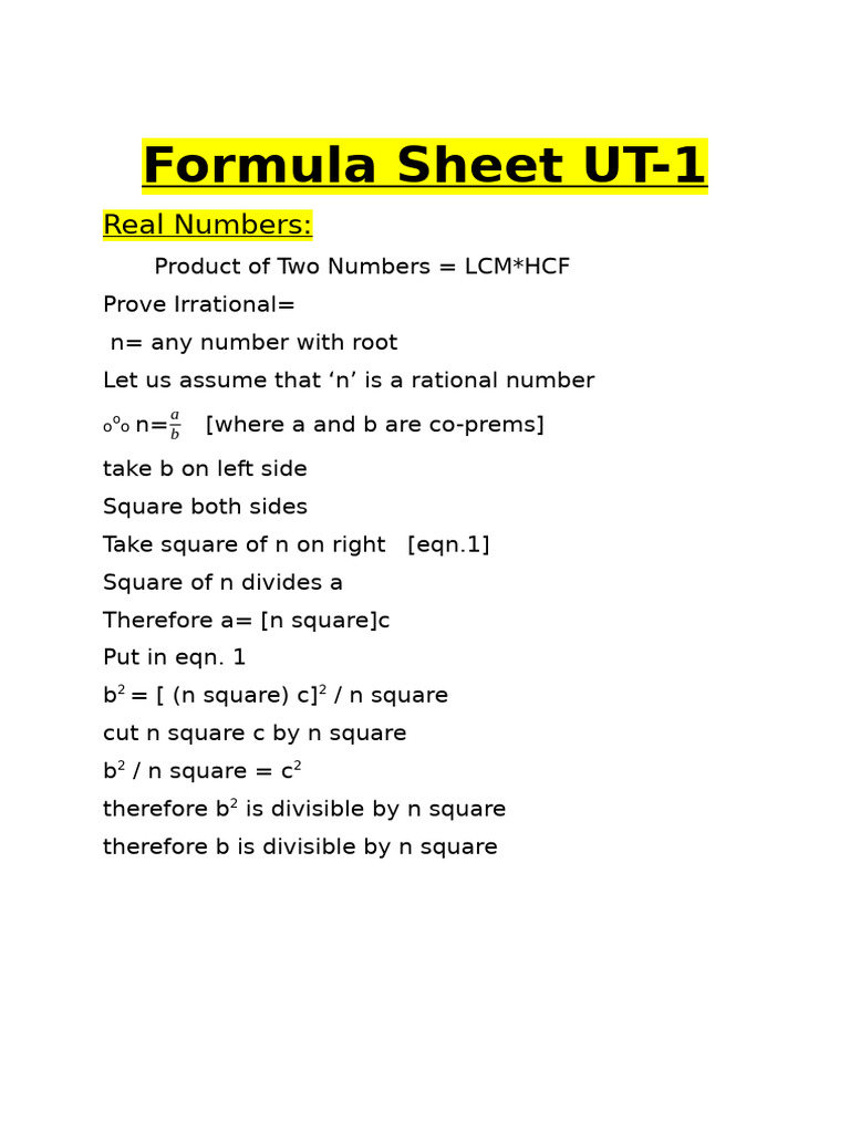Class 10 Statistics Formula Sheet Pdf