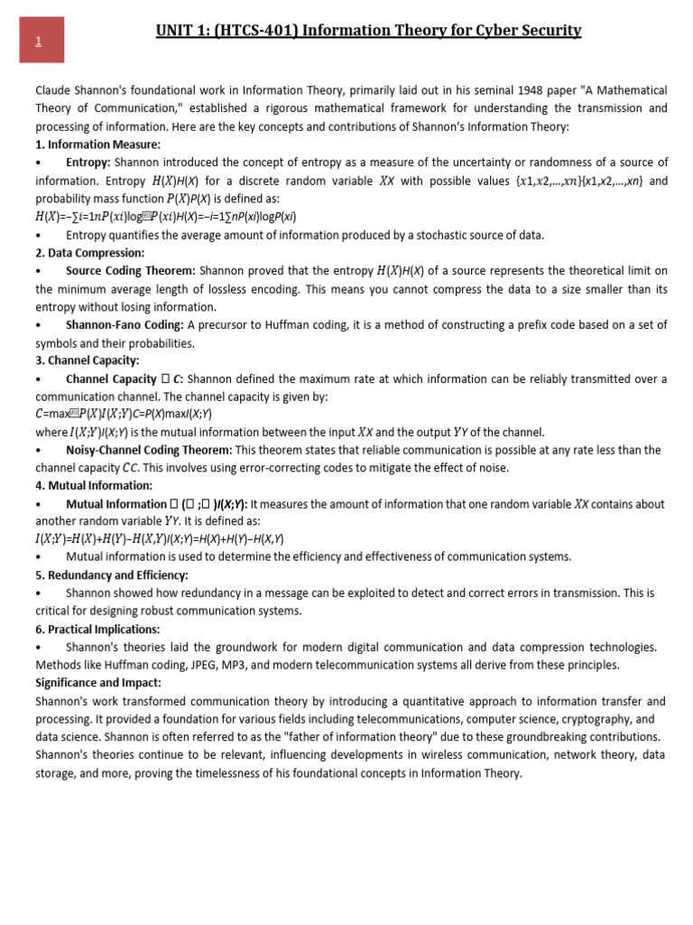 Cyber Security Notes Unit-1 | PDF | Key (Cryptography) | Cryptography