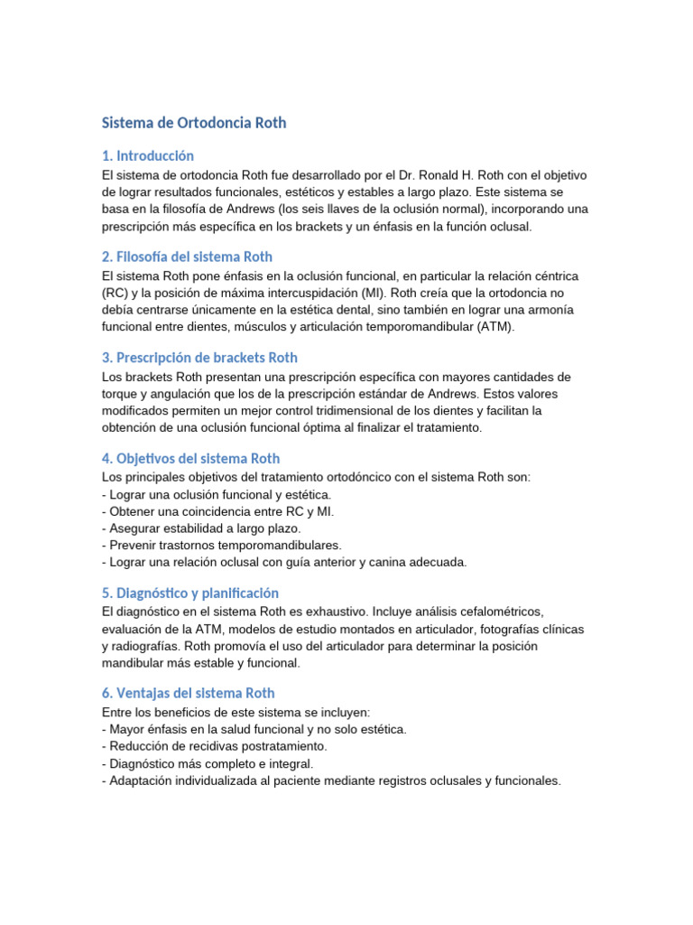 Prescripción Roth en Ortodoncia | PDF | Odontología | Especialidades ...