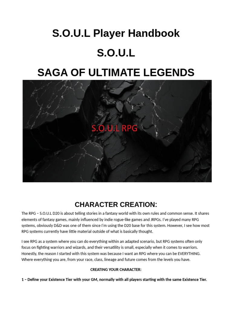 S.O.U.L RPG Character Creation Guide | PDF | Hero