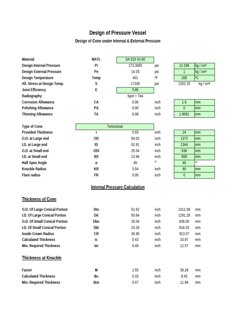 Pressure Vessel Cone Design Specifications | PDF | Mechanical Engineering