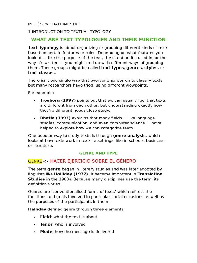 Textual Typology and Genre Analysis | PDF | Narrative | Genre