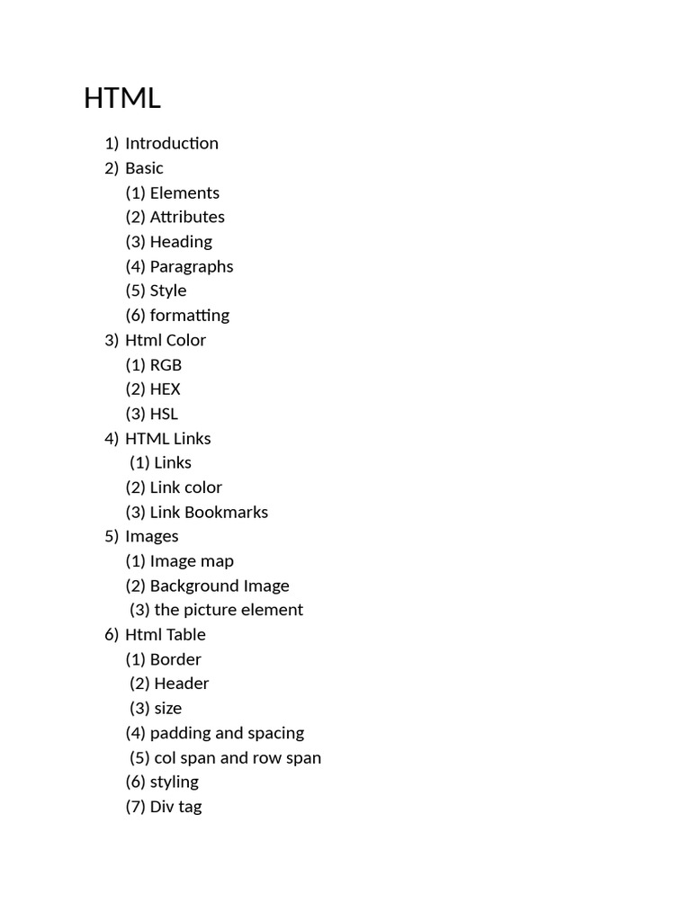 HTML and Css Syllabus | PDF