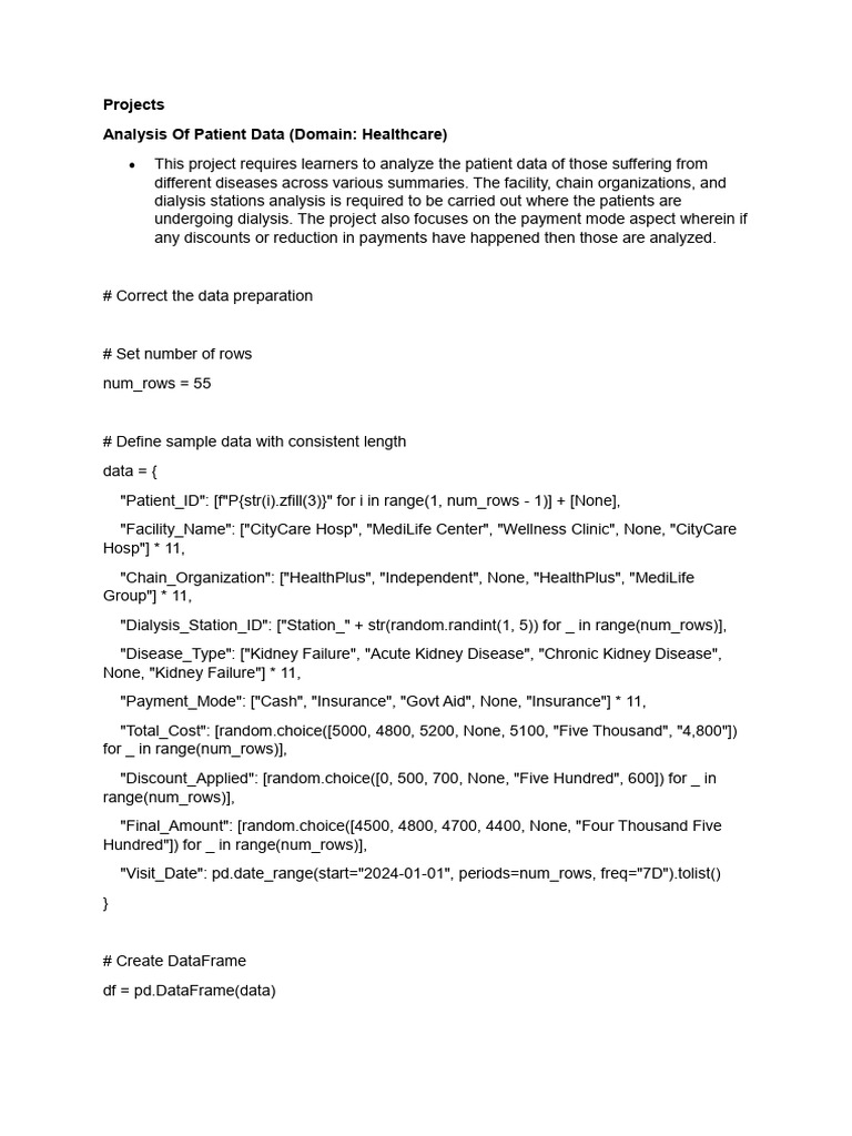 Patient Data Analysis for Dialysis | PDF | Microsoft Excel | Data Analysis