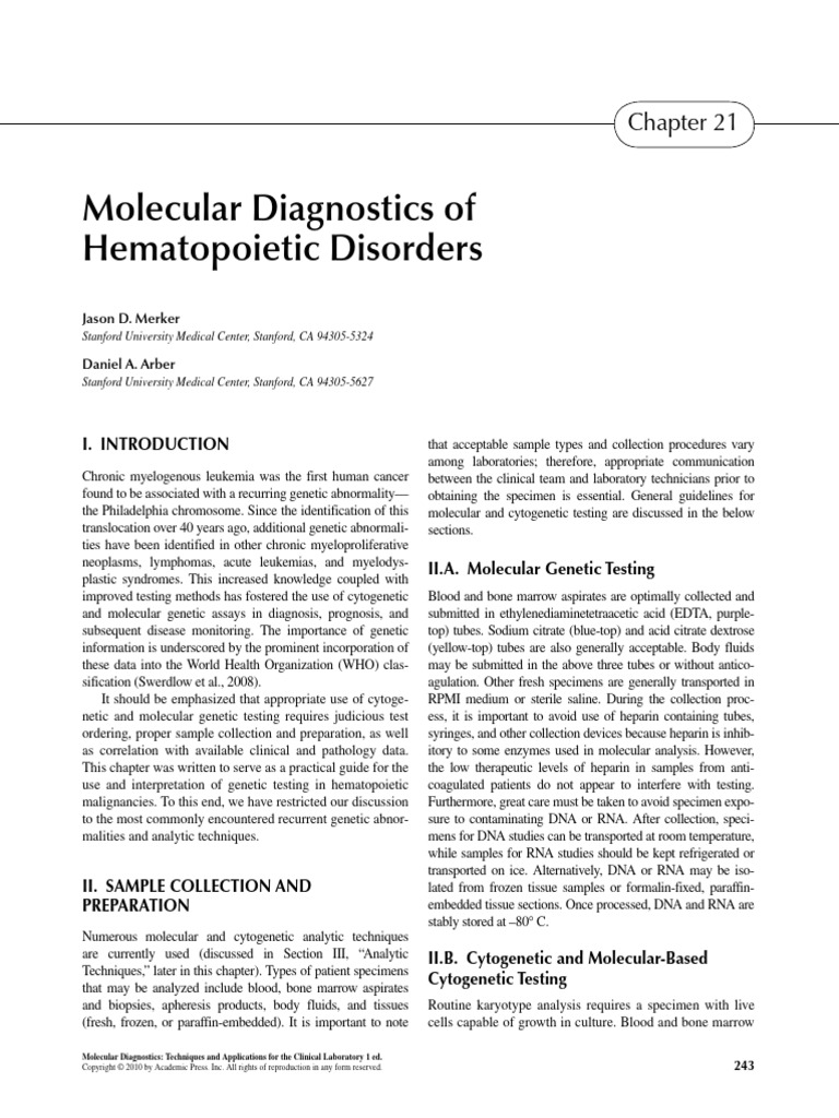 Hematopoietic Disorders Molecular Diagnostics | PDF | Fluorescence In ...