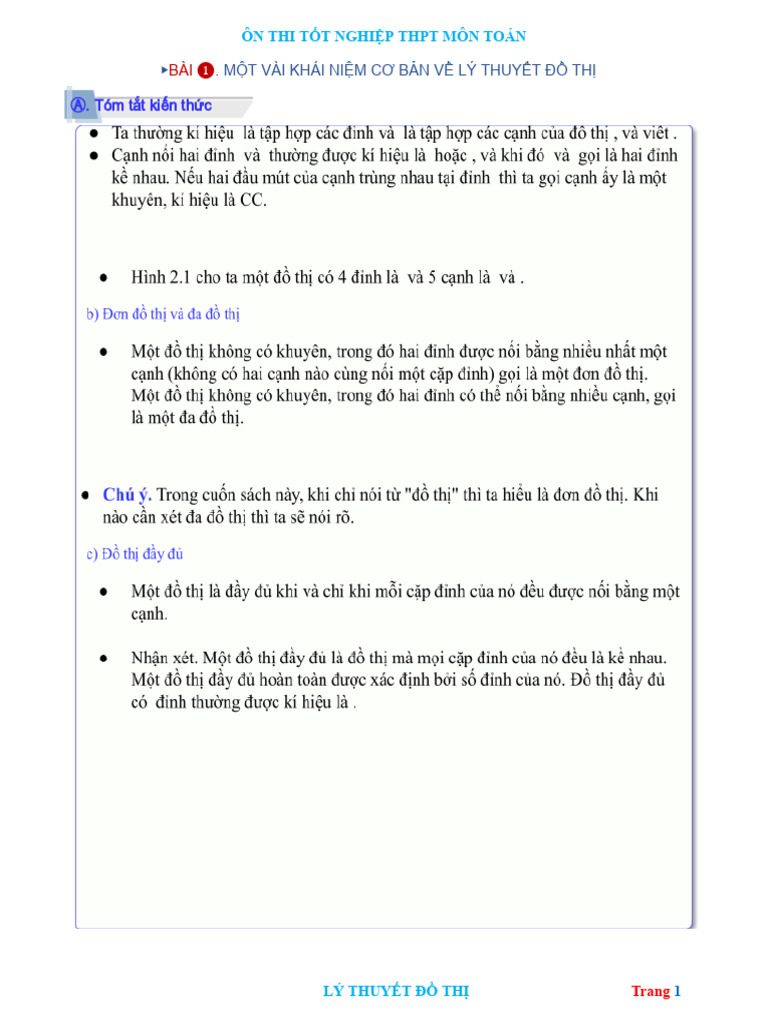 Cac Dang Bai Tap Ly Thuyet Do Thi On Thi TN THPT | PDF