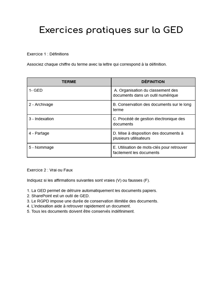 Exercices Pratiques sur la GED | PDF | Informatique | Informatique
