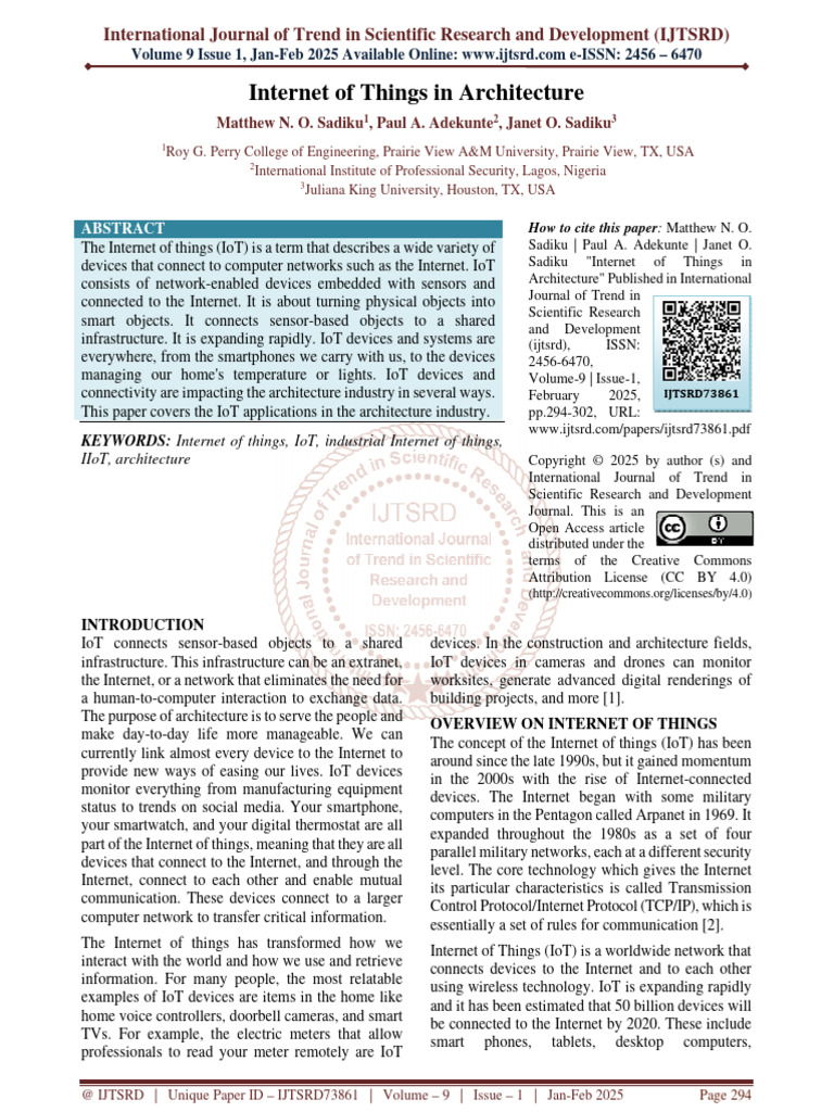 IoT Applications in Architecture | PDF | Internet Of Things | Computer ...