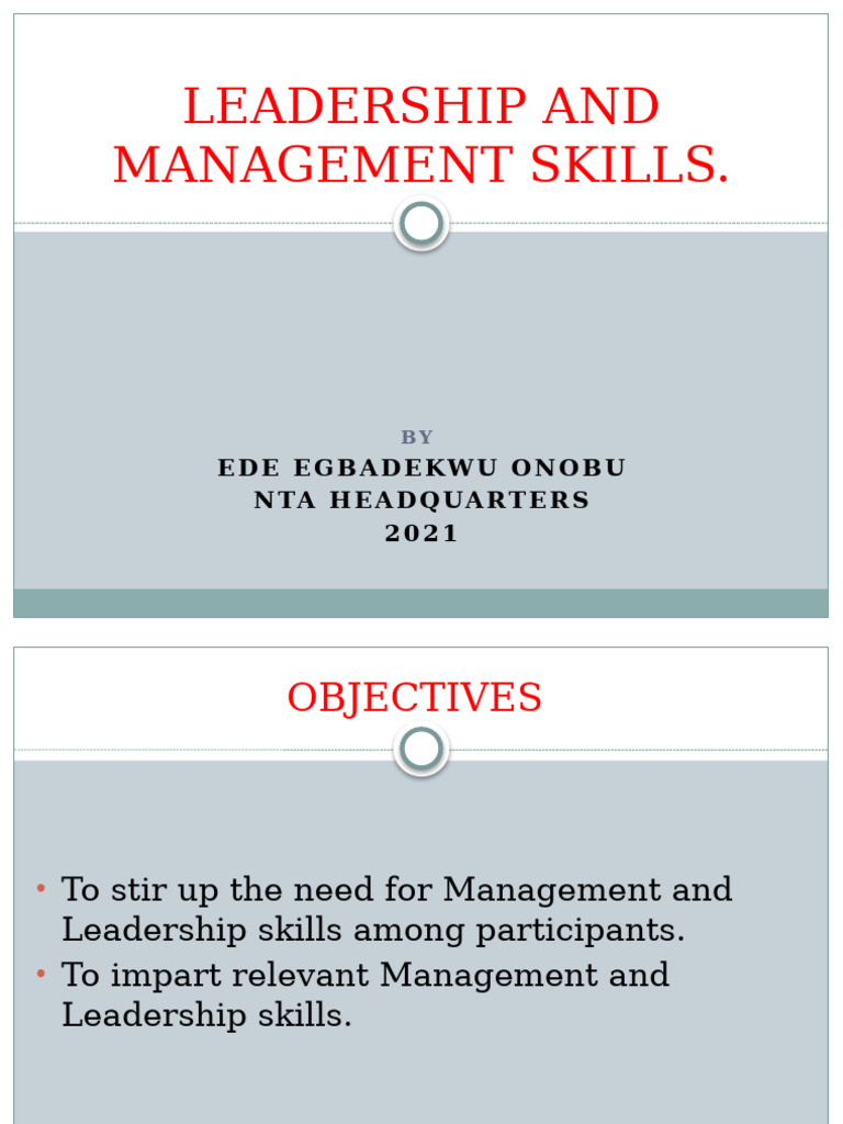 Leadership Management Skills | PDF | Leadership | Goal