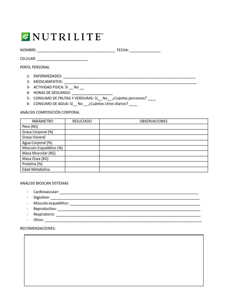 Análisis de Salud y Recomendaciones Nutricionales | PDF