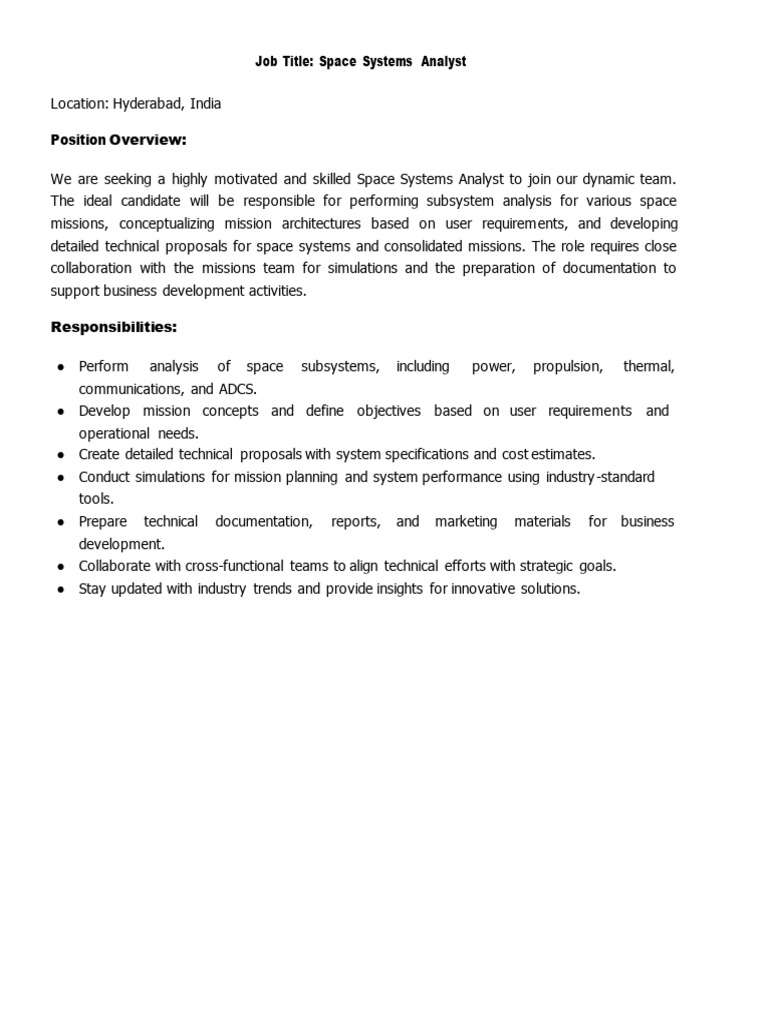 Space Systems Analyst Eligibility Guide | PDF | System | Engineering