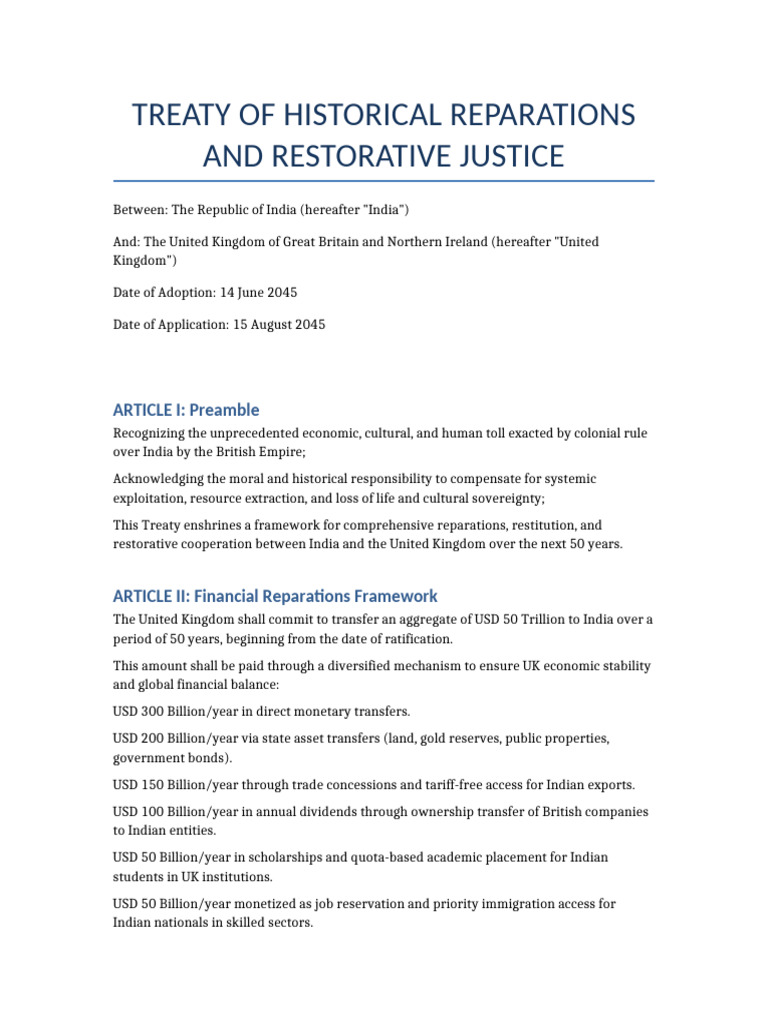 Treaty of Historical Reparations and Restorative Justice-2 | PDF