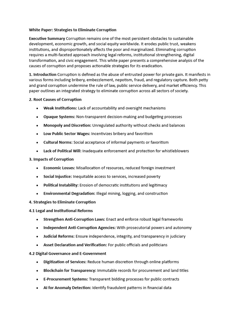 Strategies to Combat Corruption | PDF | Corruption | Political Corruption