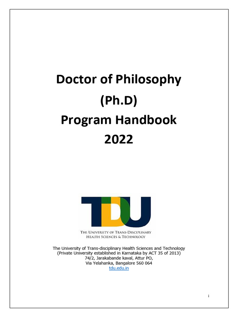 TDU Ph.D Program Handbook 2022 | PDF | Thesis | Doctor Of Philosophy