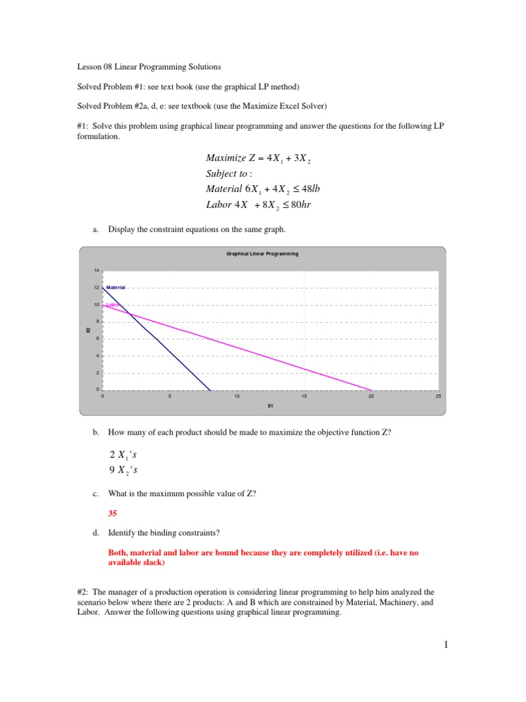 Chapter 6 Linear Programming | PDF | Linear Programming | Profit ...
