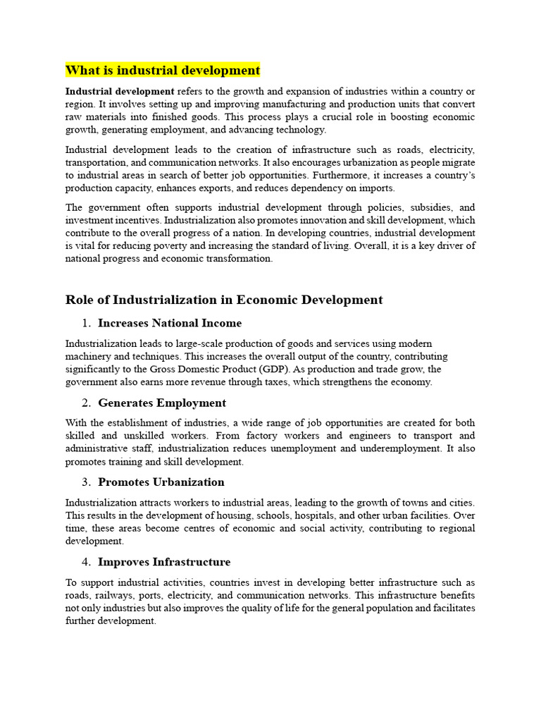 Understanding Industrial Development Benefits | PDF | Economic Growth ...