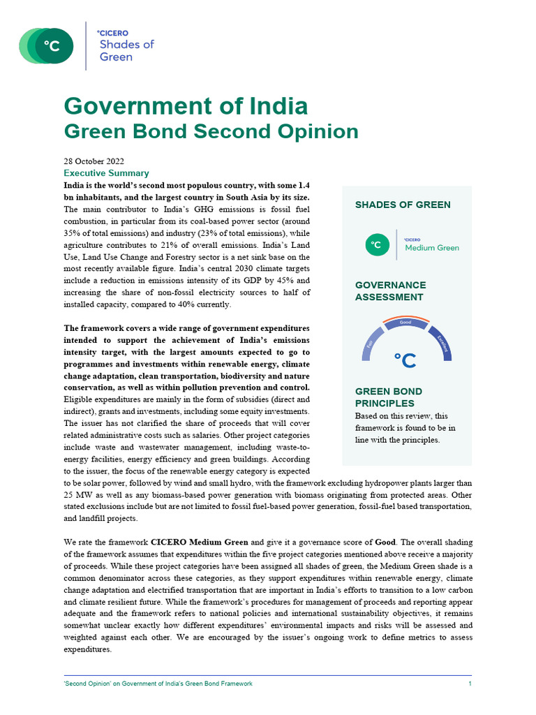 India Green Bond Framework Review | PDF | Climate Change Mitigation ...