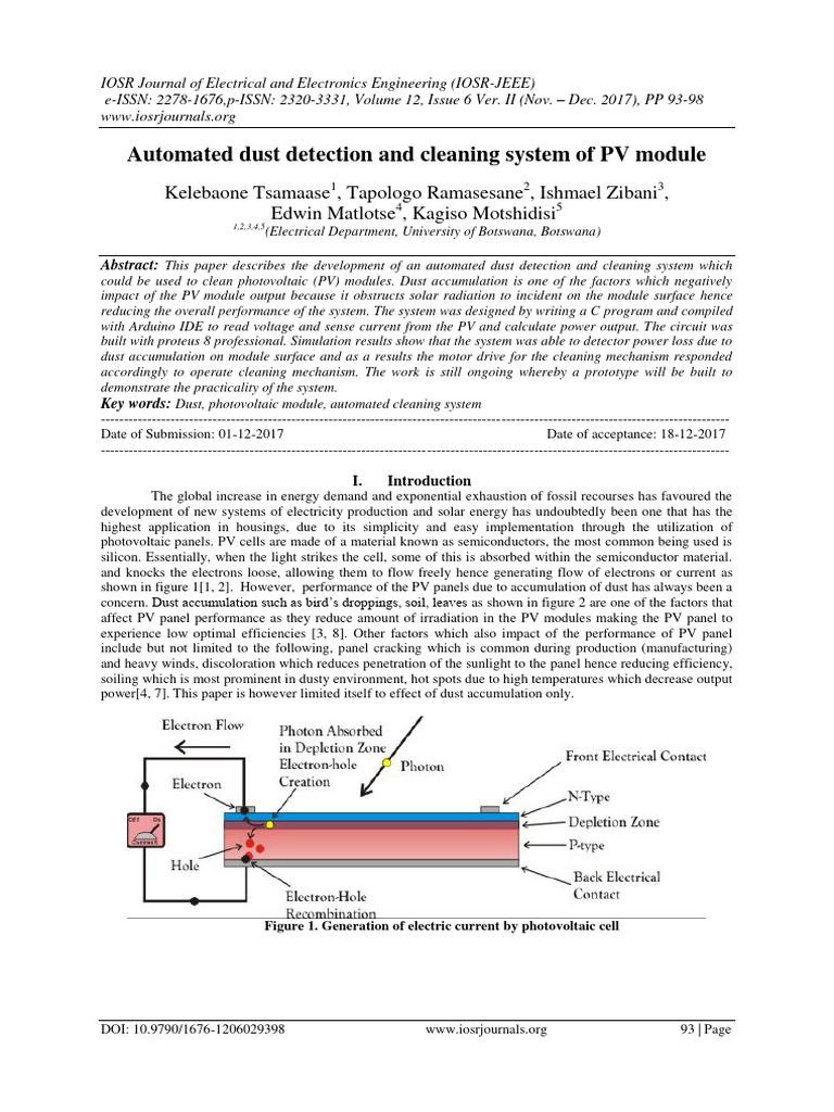 Automated Dust Cleaning for PV Modules | PDF | Photovoltaics | Solar Panel