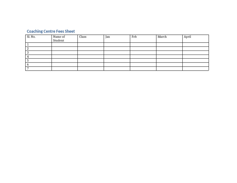 Fees Sheet Format | PDF
