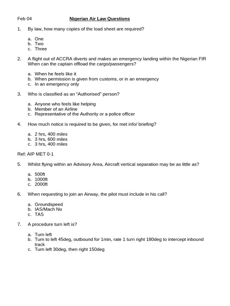 Nigerian Air Law Q&A Guide | PDF | Instrument Flight Rules | Visual ...