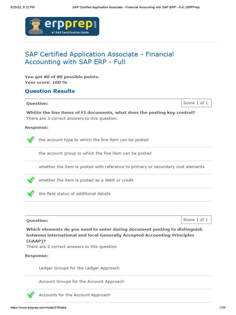 SAP Financial Accounting Exam Guide | PDF | Debits And Credits ...