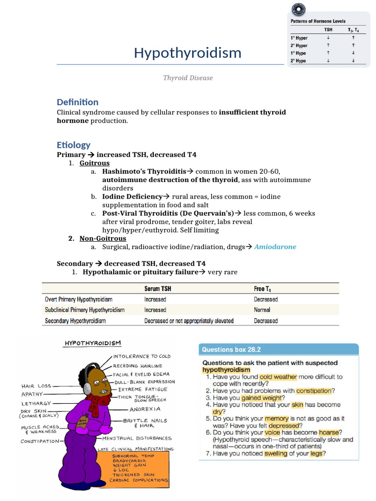 Hypothyroidism and Myxedema Overview | PDF | Hypothyroidism | Thyroid