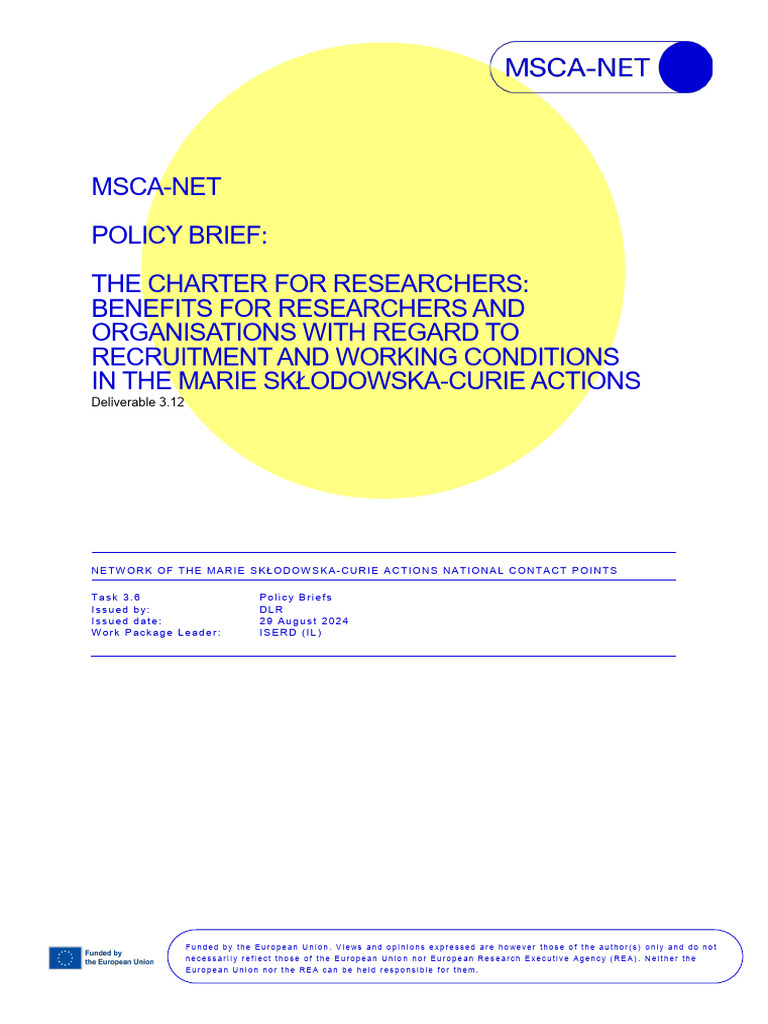 MSCA Green Charter Principles Explained | PDF | Recruitment | Economies