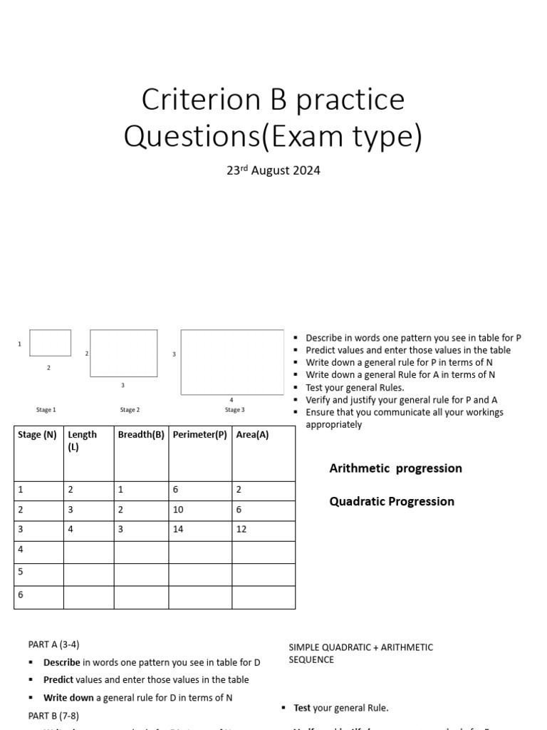 Criterion B: Investigating Patterns Guide | PDF | Mathematics | Arithmetic