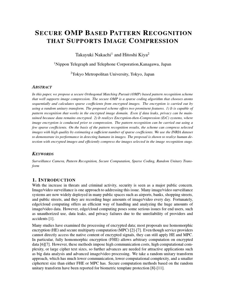 Secure OMP for Image Compression | PDF | Data Compression | Pattern ...