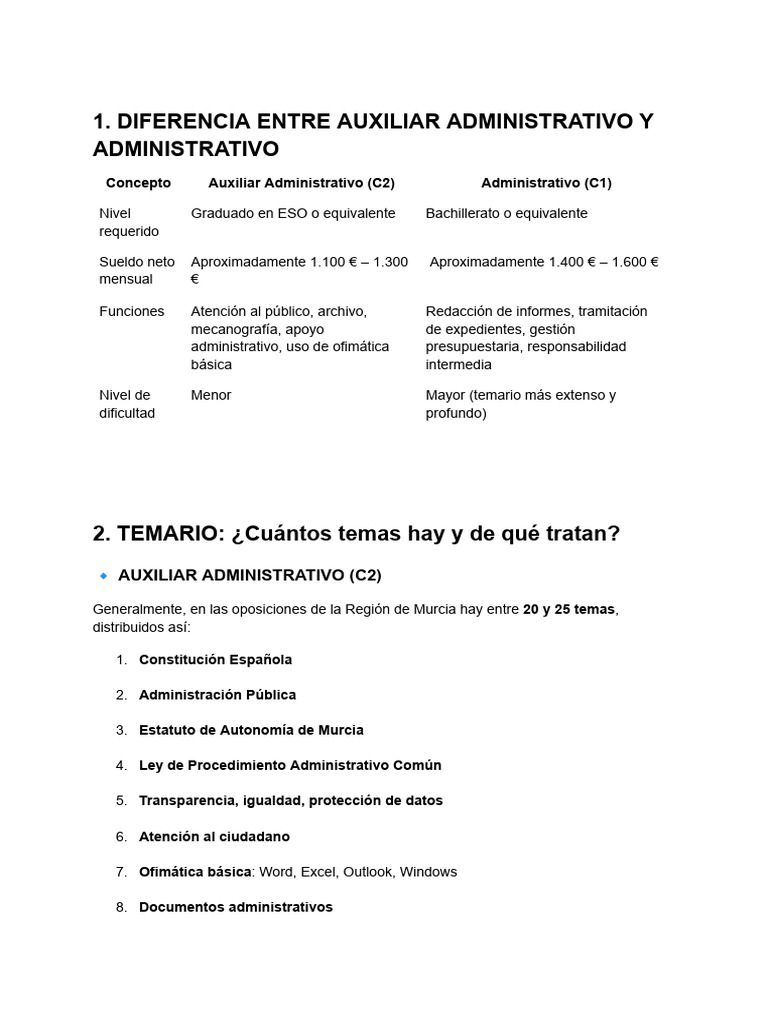 Diferencias entre Auxiliar y Administrativo | PDF