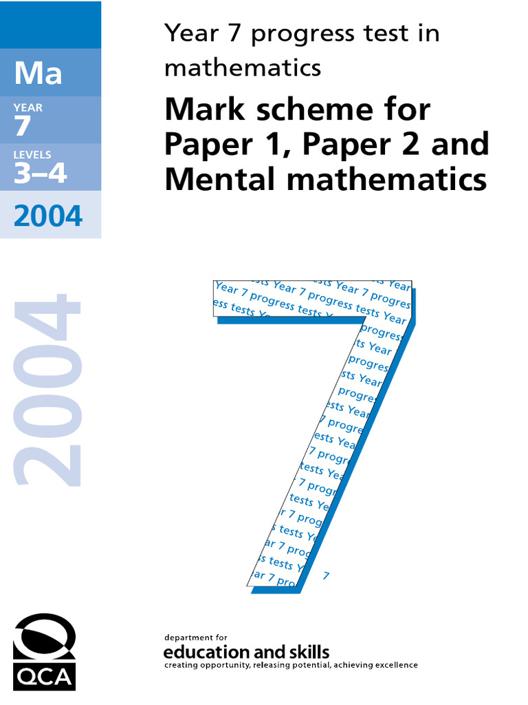 Year 7 Mathematics Test Mark Scheme | PDF | Numbers | Algebra