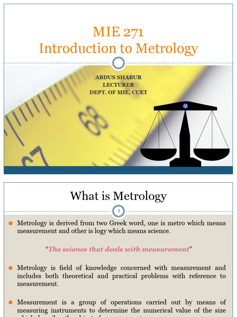 Introduction to Metrology Concepts | PDF | Accuracy And Precision ...