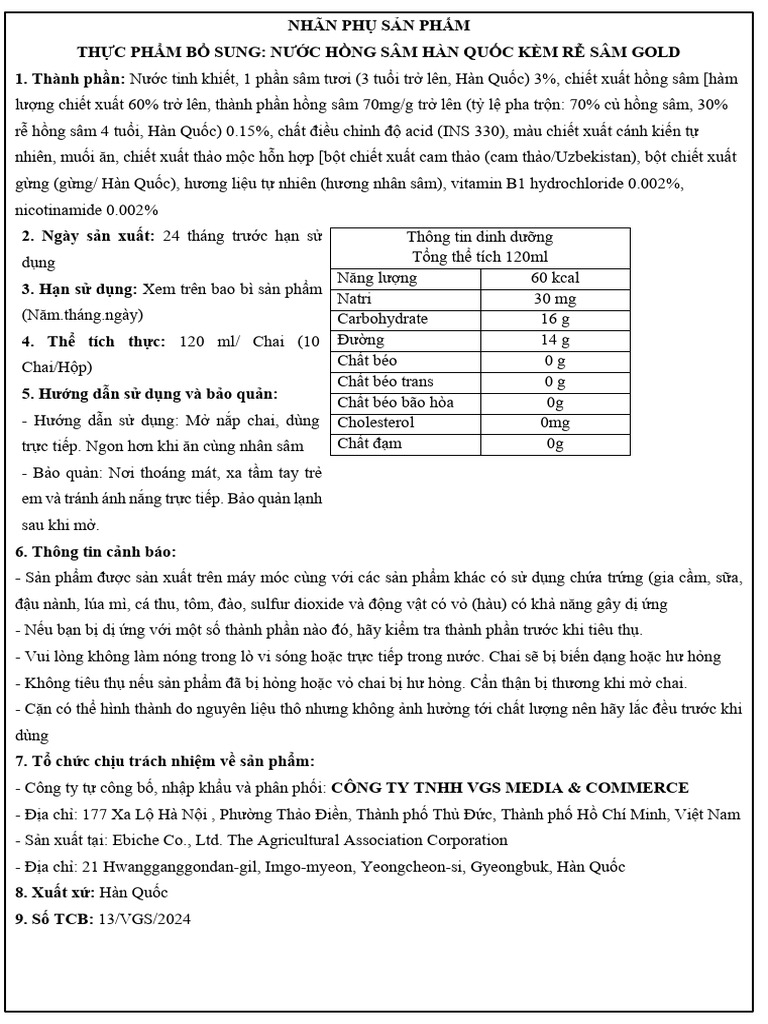 TEM PHỤ NƯỚC HỒNG SÂM KÈM RỄ | PDF