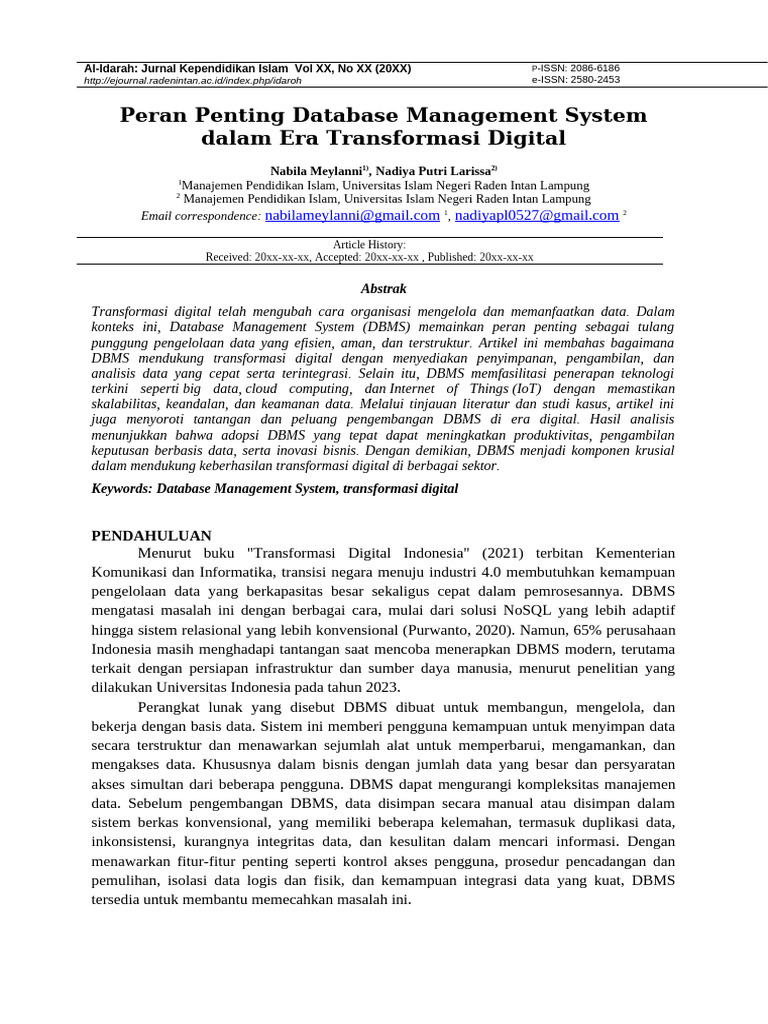 Peran DBMS dalam Transformasi Digital | PDF
