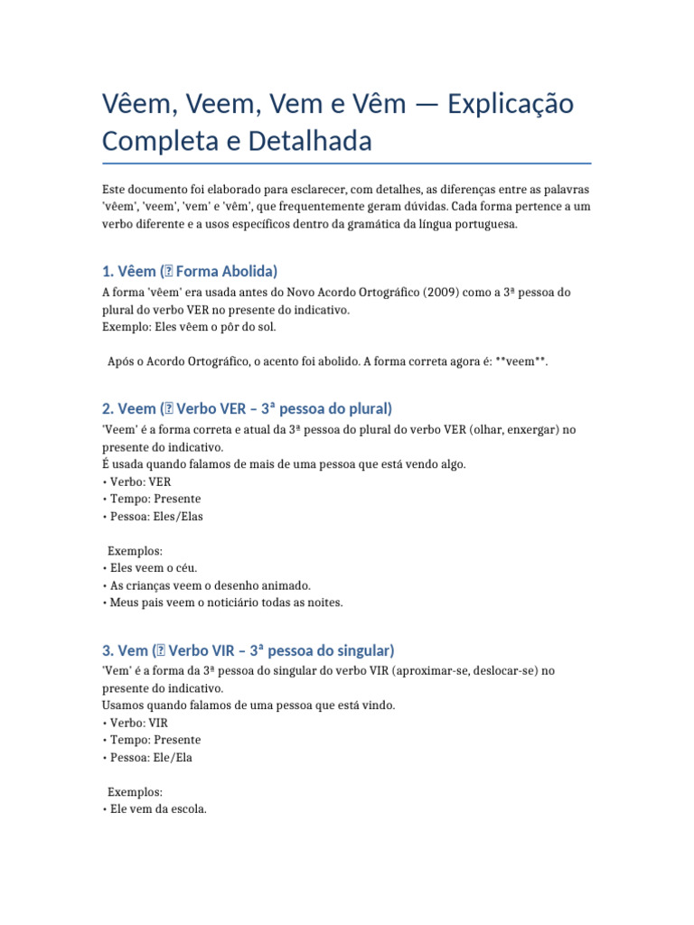 Veem Vem Explicacao Detalhada | PDF