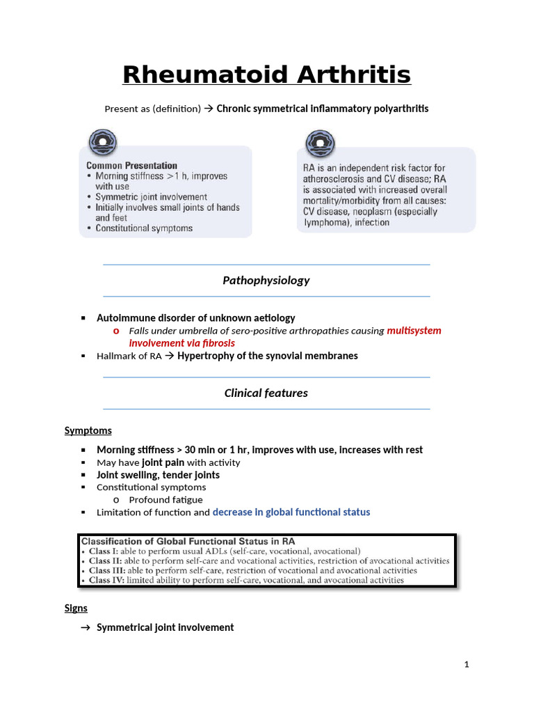 Overview of Rheumatoid Arthritis | PDF | Rheumatoid Arthritis ...