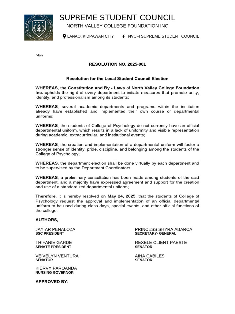 Student Uniform Resolution Proposal | PDF