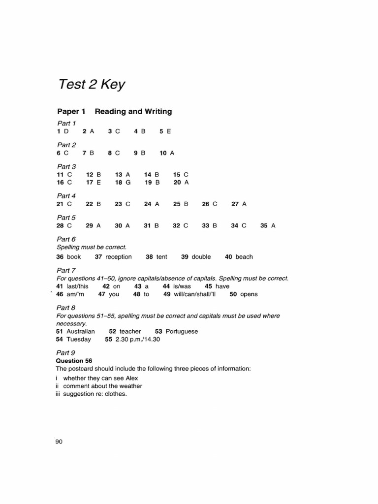 KET 2 - Test2 - 答案 | PDF